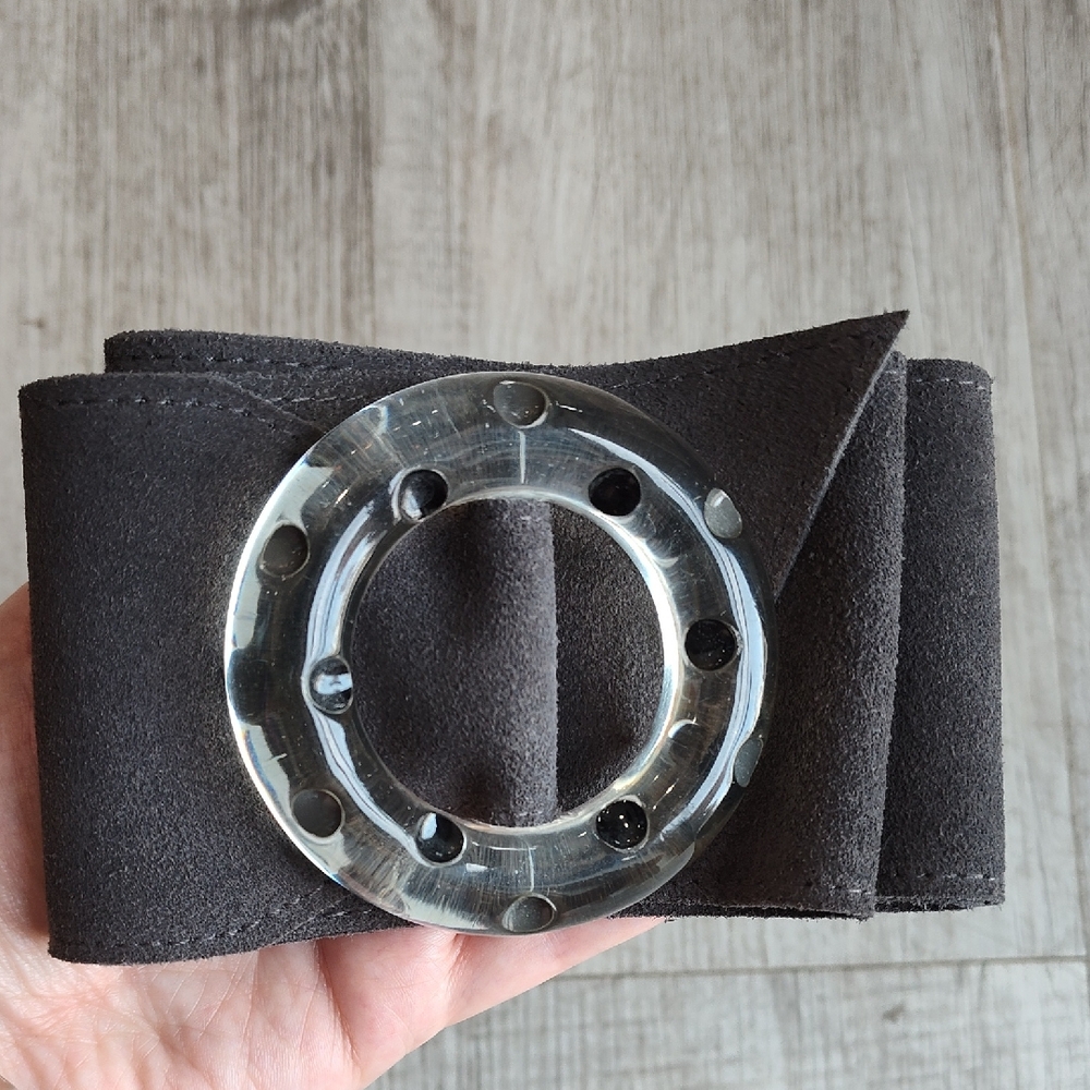 Betsey Johnson Gray Suede Belt S/M
